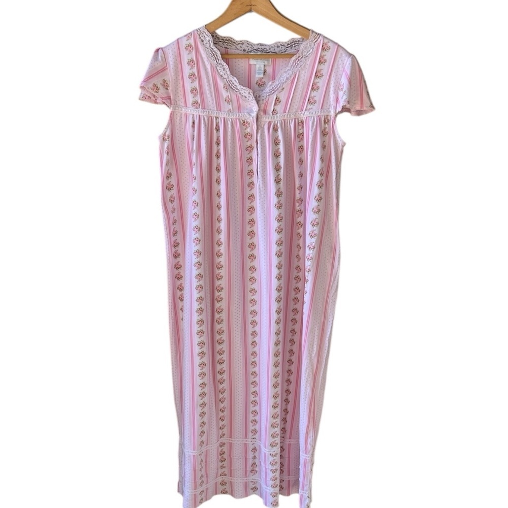 Charter Club 100% Pima Cotton Pink Ditzy Floral Night Gown